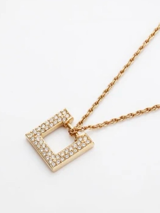 Dior Jewelry - Christian Dior Vintage Rhinestone Square Pendant Gold-tone Necklace 16”-18”
